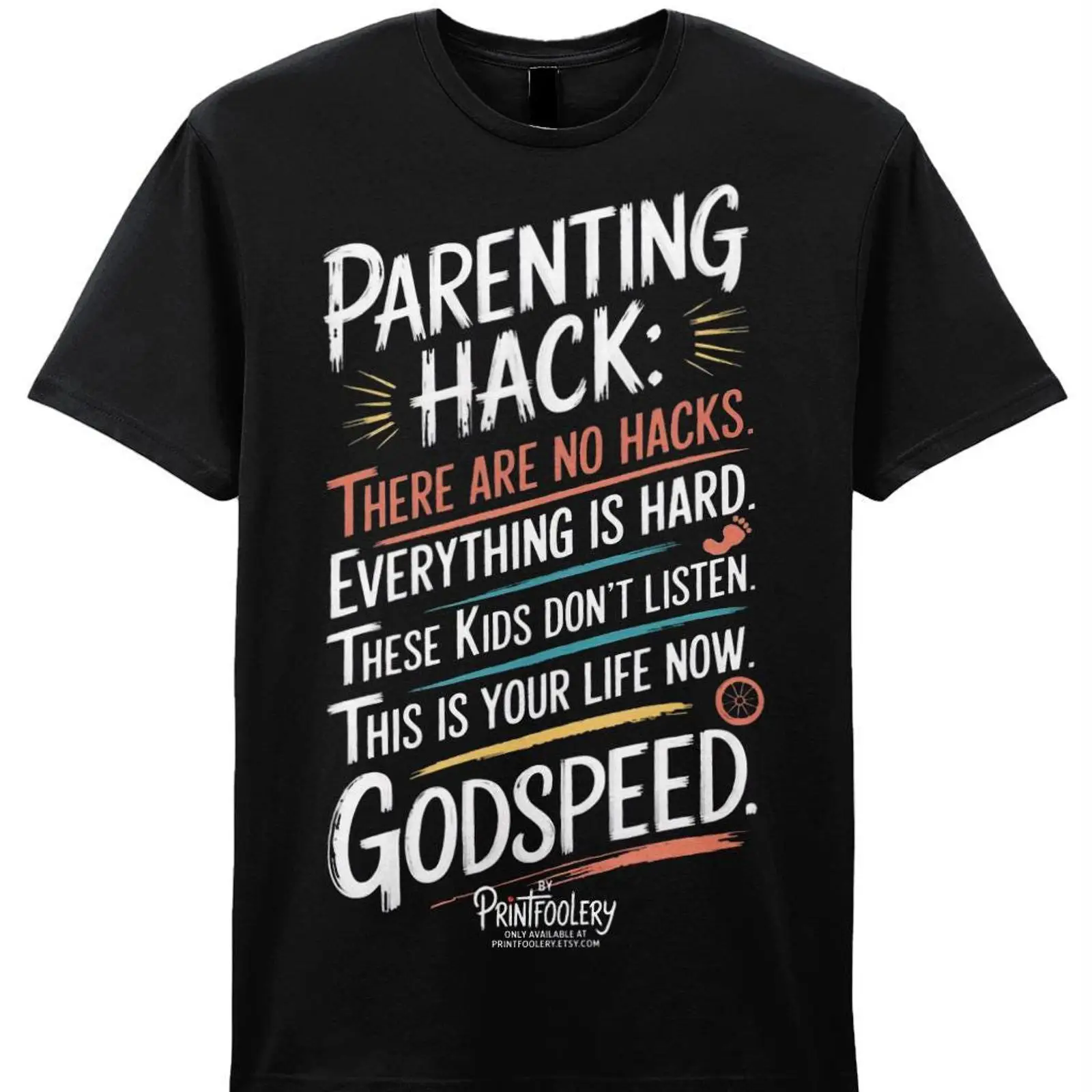 Mens Fashion Hacks - 面白い子育てハックTシャツ お母さんとお父さんのための共感できるユーモア まごころ込めたジョーク ヴィンテージ ウォッシュドファッション カジュアル