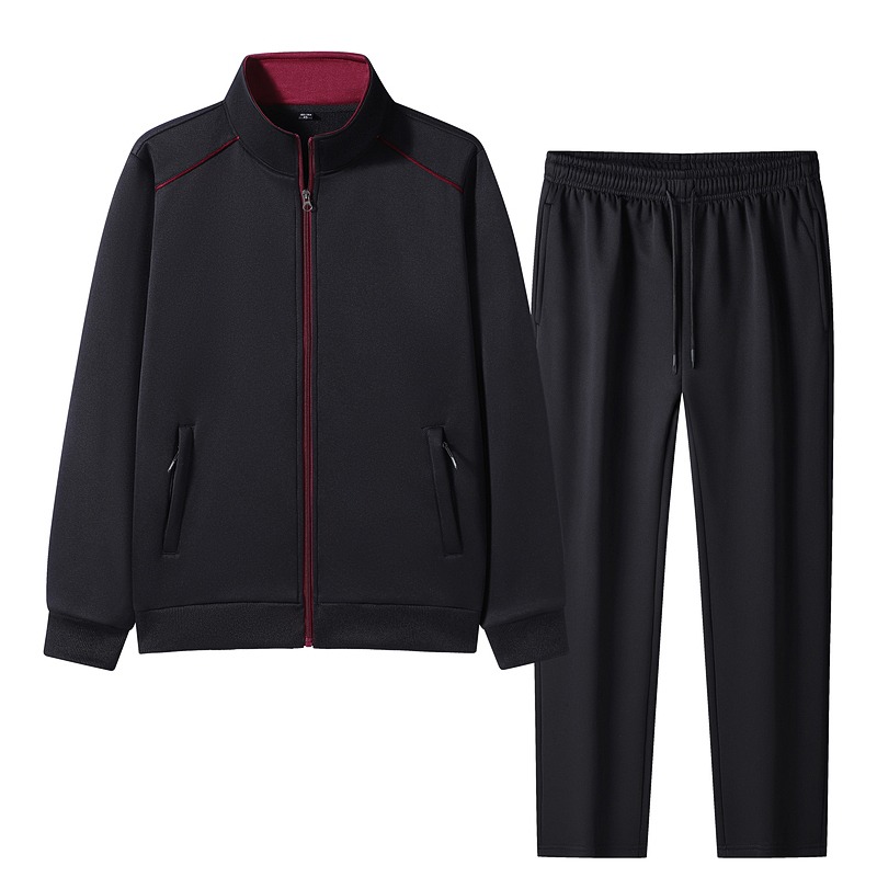 Men'S Fashion Color - メンズ ジップ長袖カーディガン ソリッドカラー ラウンドネック ファッショントップ エラスティックハイウエストパンツ