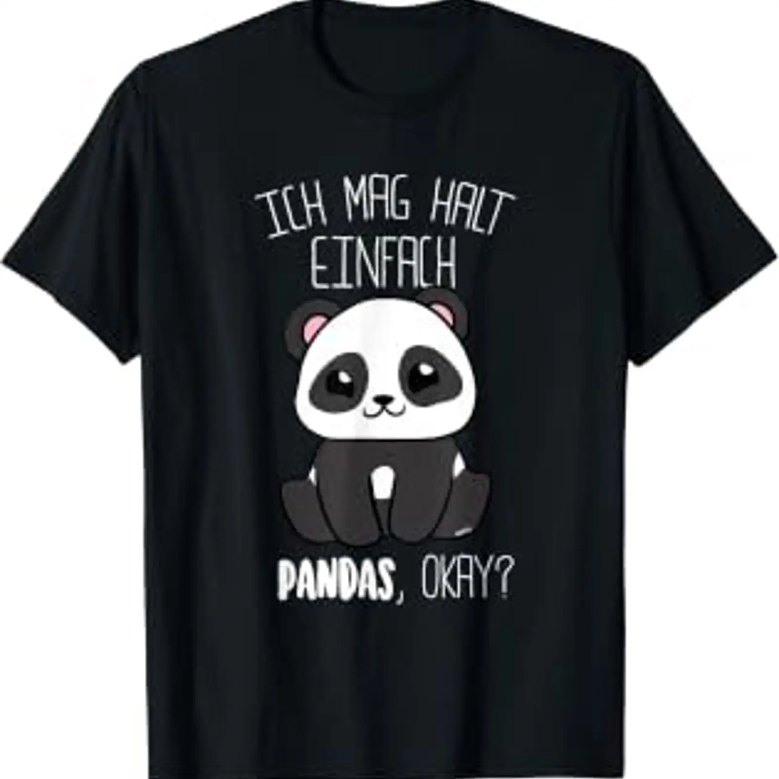 Men'S Fashion Mag - ドイツ語の文字が入ったパンダTシャツ「Ich mag Halt Pandas」、オーケーベア、ヴィンテージウォッシュ、通気性、ファッション、ユニセックス、グラフィック、多用途、ソフト
