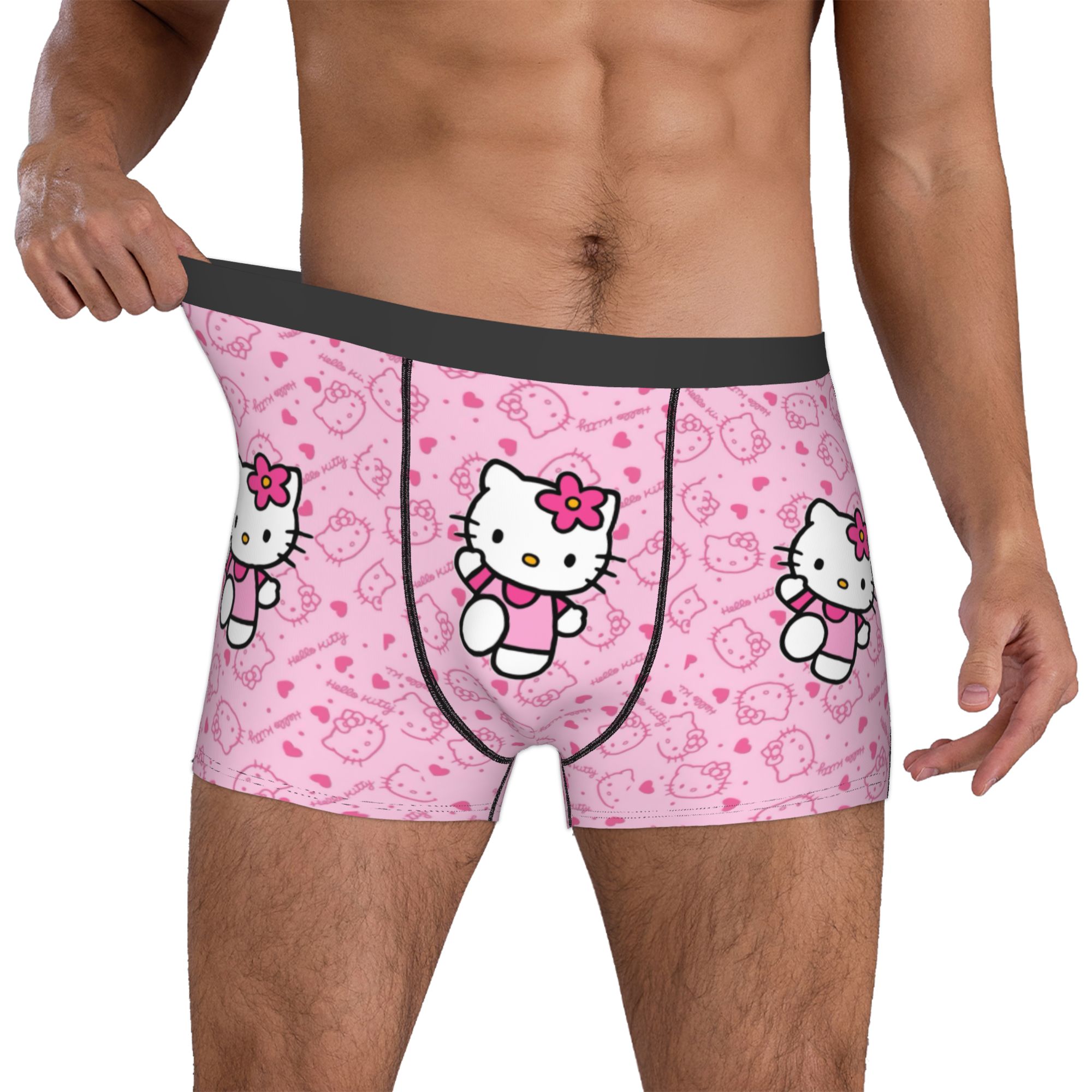 Men'S Fashion Underwear - 女の子子猫下着男性プリントピンクかわいい漫画ボクサーブリーフショーツパンティー通気性パンツ