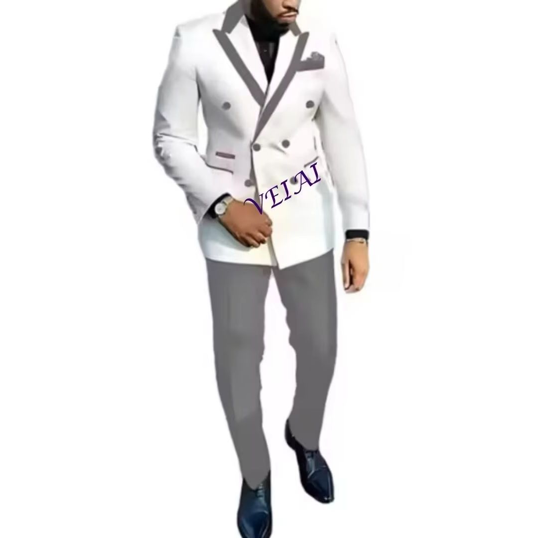 Mens Fashion Blazer - クラシックブルーの2ピースメンズスーツセット、オーダーメイドの高級ブレザーとパンツ、フォーマルパーティー、結婚式、プロム、紳士ファッションに最適