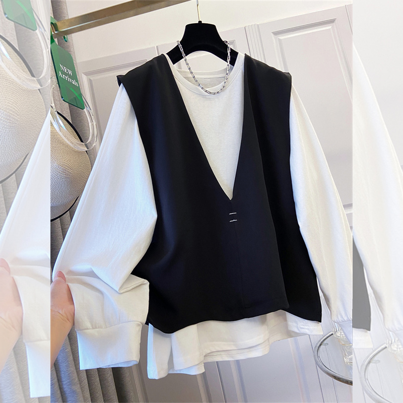 Linen Shirt Summer - SuperAen 春の新作レディースオーバーサイズプルオーバーホワイト長袖 T シャツデザインルーズフィットノースリーブトップスセット