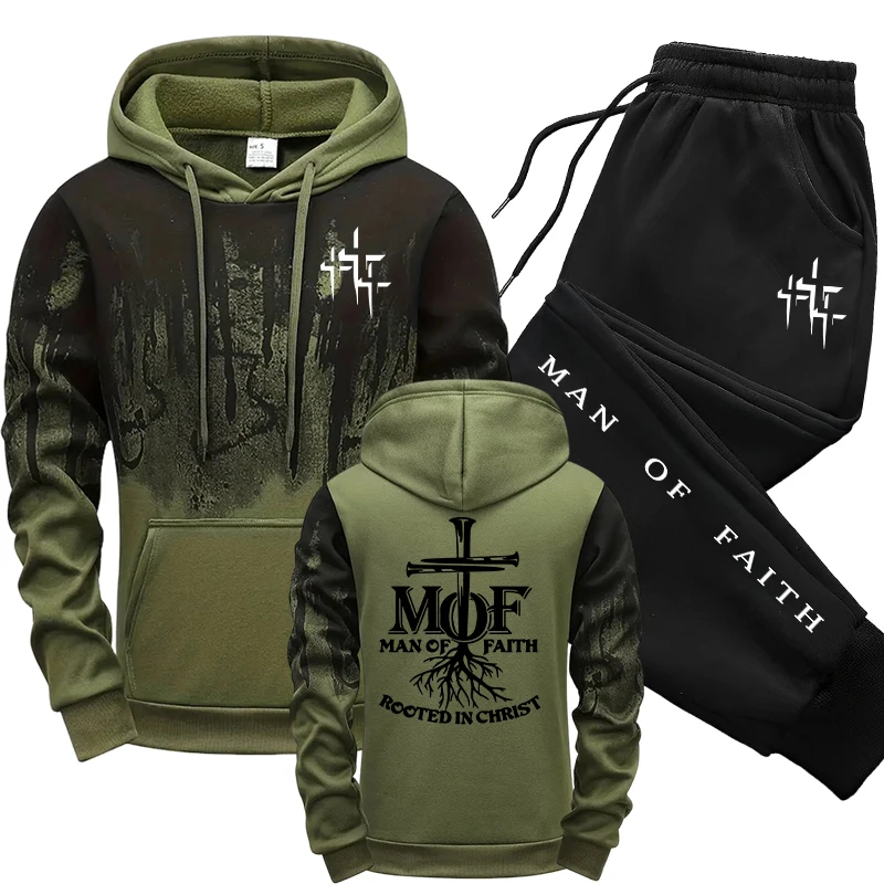 Men'S Fashion Hoodie - マン・オブ・フェイツ メンズトラックスーツ フーディー＆スウェットパンツ 2026年秋冬 デイリーカジュアル ファッション