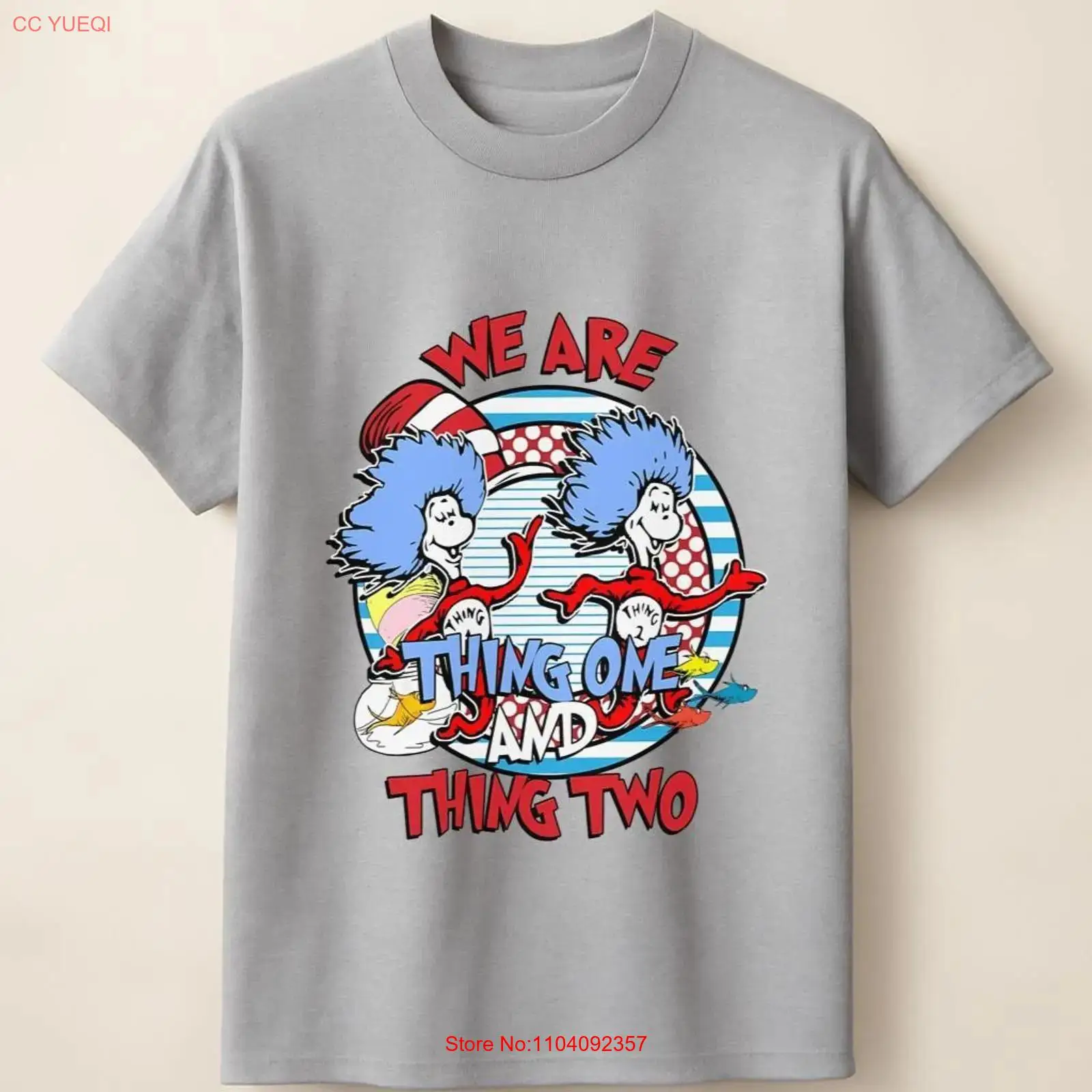 Men'S Fashion With Hat - シングワンアンドツー キャット・イン・ザ・ハット コミックスタイルプリントTシャツ ヴィンテージウォッシュド ユニセックスファッション カジュアル