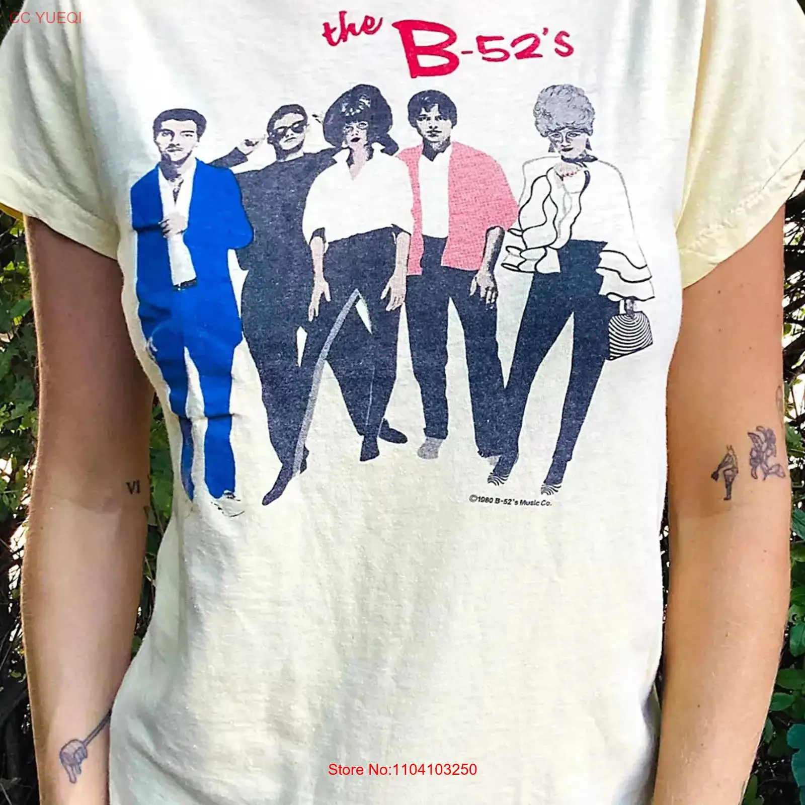Mens Fashion In 1980S - 1980年代B52sのリメイクTシャツ、ロックバンド、ナチュラルTシャツ、NH25732、ヴィンテージウォッシュ加工、メンズソフトカジュアルトップス、普段着、グラフィック