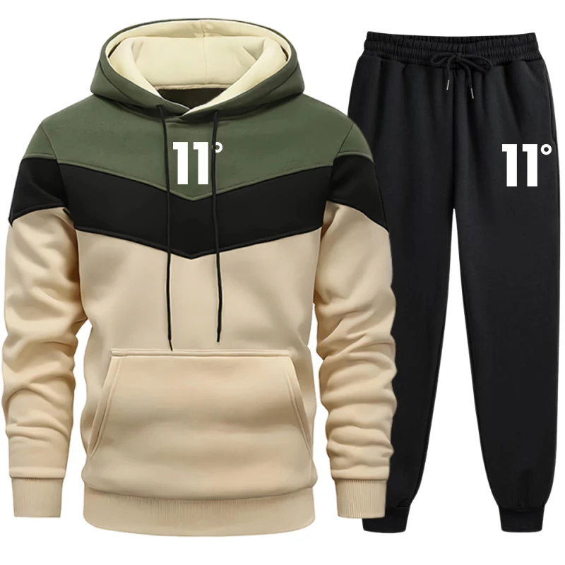 Men'S Fashion Hoodie - メンズ新作トラックスーツ カジュアルトリコロールスプライスパーカー スウェットシャツ アウトドアスポーツジョギングウェア 秋冬ファッションストリートウェア