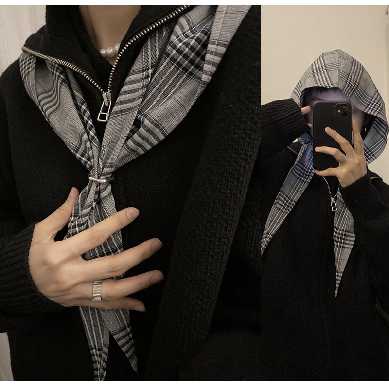 Men'S Fashion With Hat - オリジナルコットンフード付きショールスカーフドーパミンシリーズ包帯ターバン和風偽襟帽子男性女性用オールシーズン着用