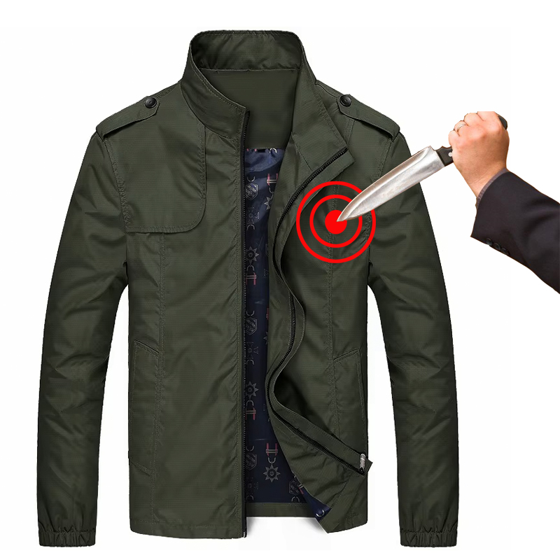 Mens Fashion Hacks - 抗刺傷防止ファッションメンズカジュアルファッションスリム自己防衛ボンバージャケットハッキングオーバーコート安全保護服 5XL