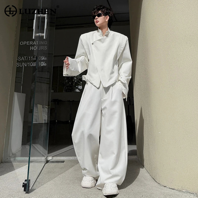 Men'S Fashion Color - LUZHEN 2026 新オリジナル エレガントな雰囲気の無地ツーピースセット メンズファッション ルーズワイドレッグトラウザーズ