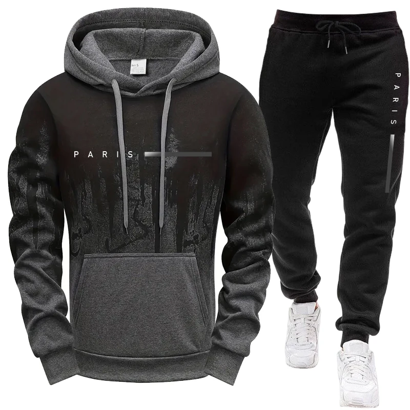 Men'S Fashion Hoodie - メンズセット/フーディー/パンツ パリ新作 カジュアルフード付きトラックスーツ 秋冬 デイリースポーツ ファッション
