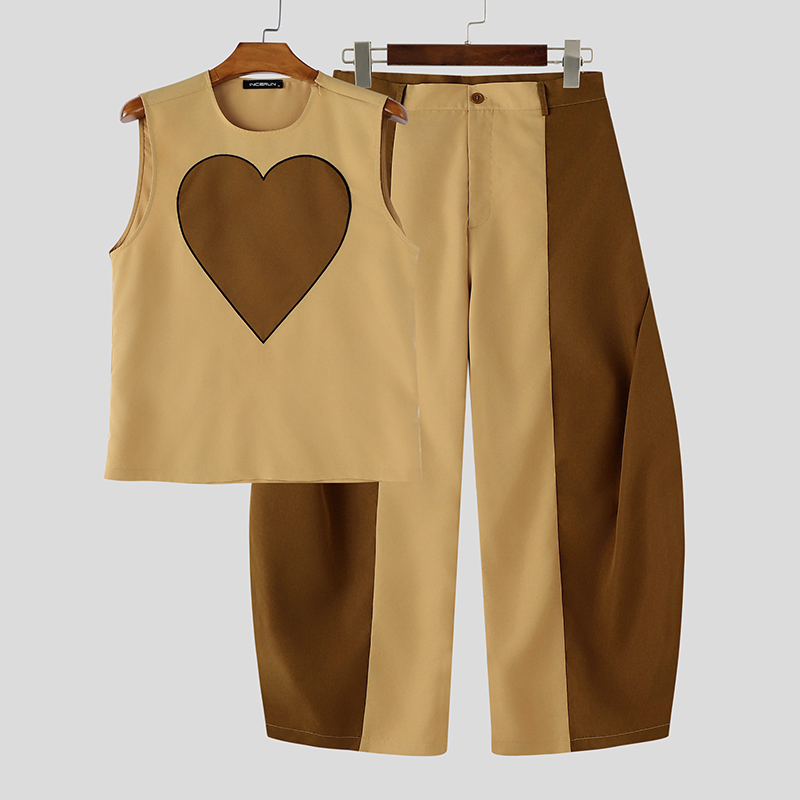 Men'S Fashion Color - INCERUN メンズセット パッチワーク カラーブロック ノースリーブ タンクトップ