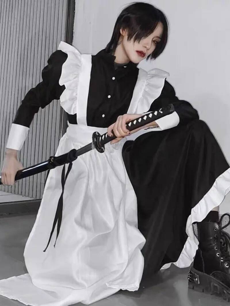 Men'S Fashion All Black Outfit - メイドコスチューム レディース メンズ デイリー コスプレ 可愛い