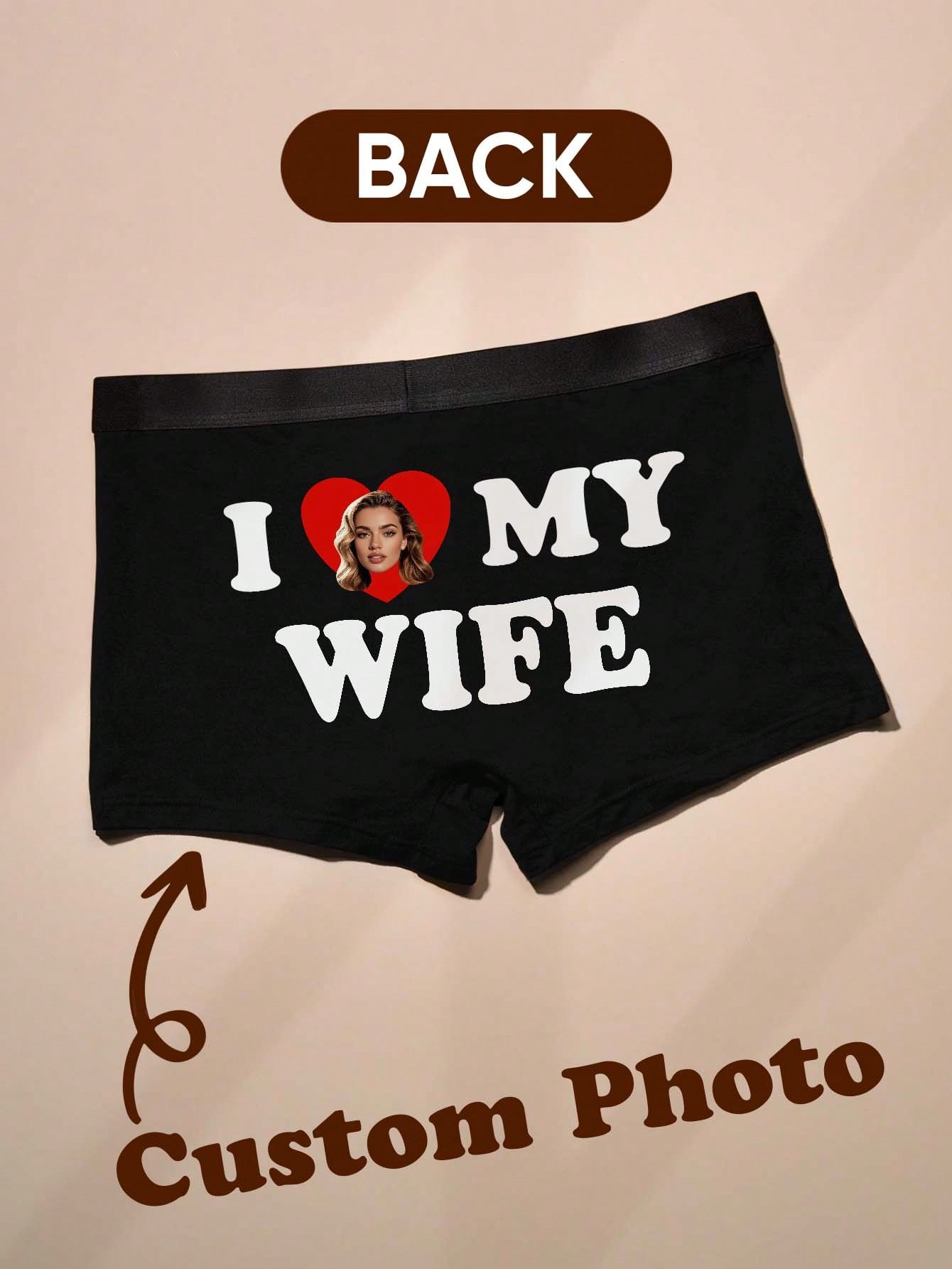 Men'S Fashion Underwear - 男性用カスタム写真入りボクサーパンツ、背中に写真が入ったパーソナライズされたコットンボクサーブリーフ、夫、彼氏への誕生日、バレンタインデーのギフト