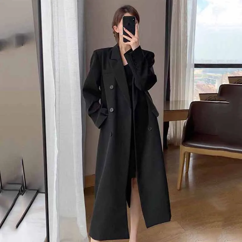 FANAN エレガントなロングトレンチコート女性韓国ダブルブ - Mens Fashion Blazer のレビューと価格
