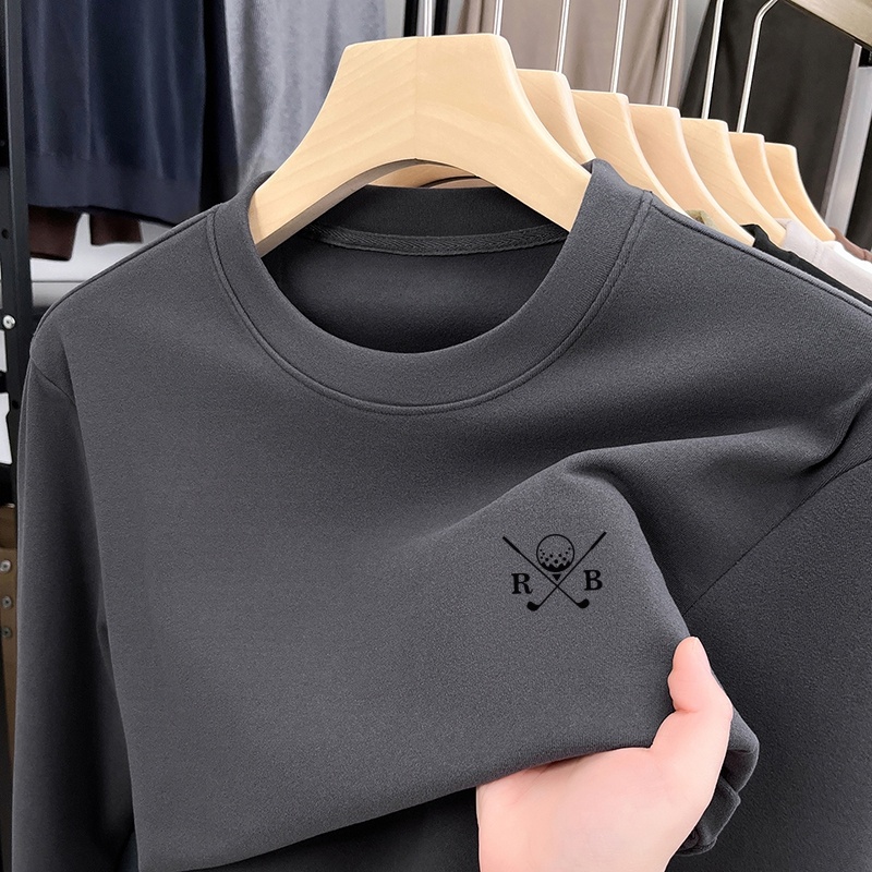 メンズ秋物新作長袖Tシャツ、オリジナル無地プリント、快適なプ - Men'S Fashion Color のレビューと価格
