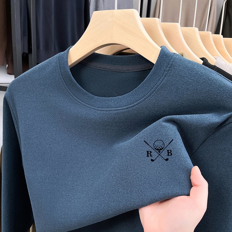 メンズ秋物新作長袖Tシャツ、オリジナル無地プリント、快適なプ - Men'S Fashion Color のレビューと価格