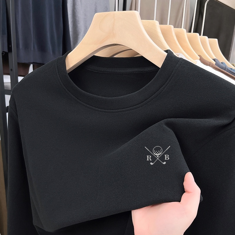 メンズ秋物新作長袖Tシャツ、オリジナル無地プリント、快適なプ - Men'S Fashion Color のレビューと価格