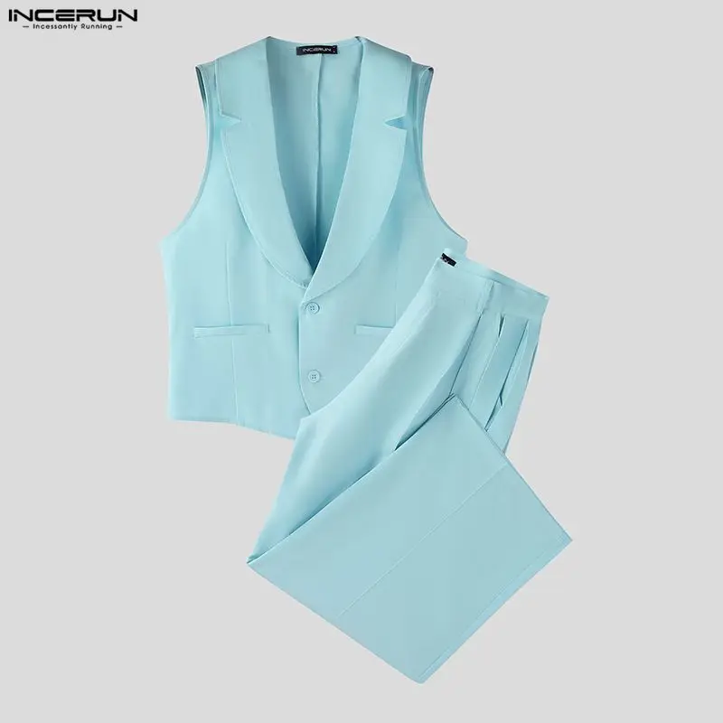 INCERUN メンズセットアップ 無地 Vネック ノースリ - Men'S Fashion Color のレビューと価格