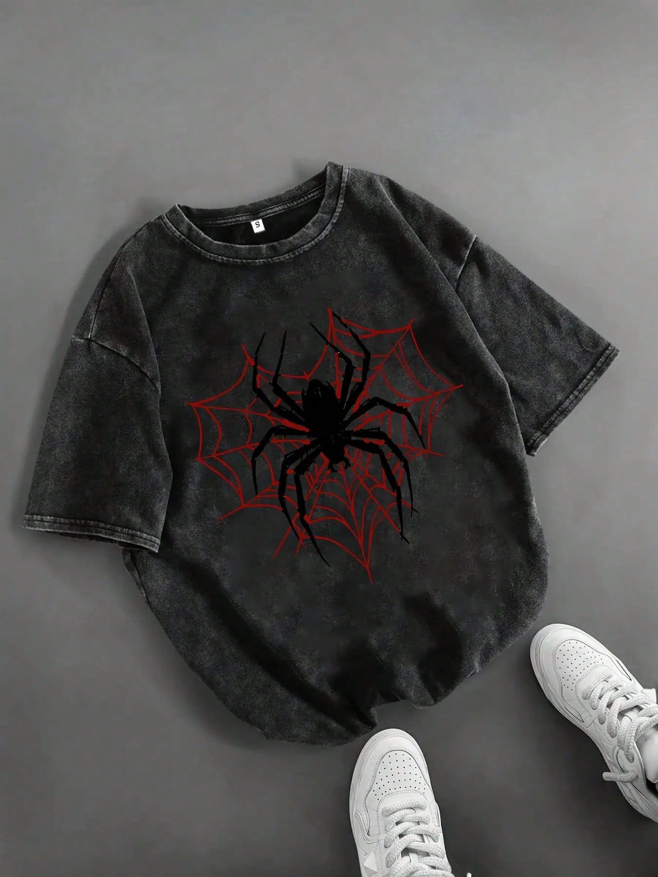 楽しいスパイダープリントの女性用カジュアルファッションTシャ - Men'S Fashion All Black Outfit のレビューと価格