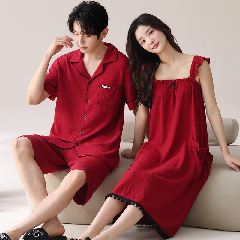 パジャマ愛好家お祝い赤色ファッション男性半袖ショーツカーディ - Mens Fashion Young のレビューと価格