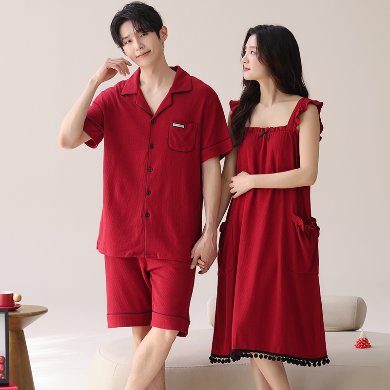 パジャマ愛好家お祝い赤色ファッション男性半袖ショーツカーディ - Mens Fashion Young のレビューと価格
