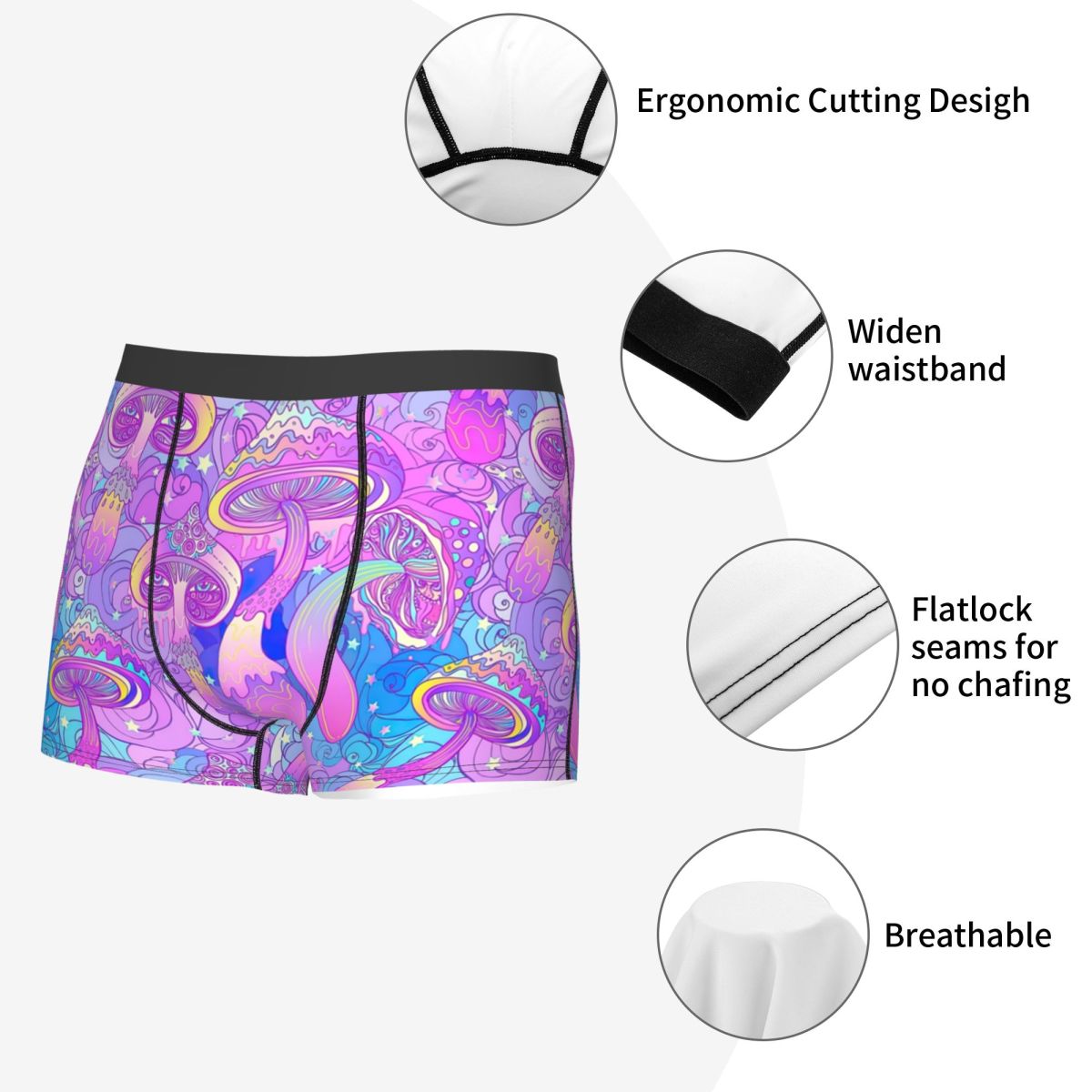 男性ファッションサイケデリックマジックマッシュルームプリント - Men'S Fashion Underwear のレビューと価格
