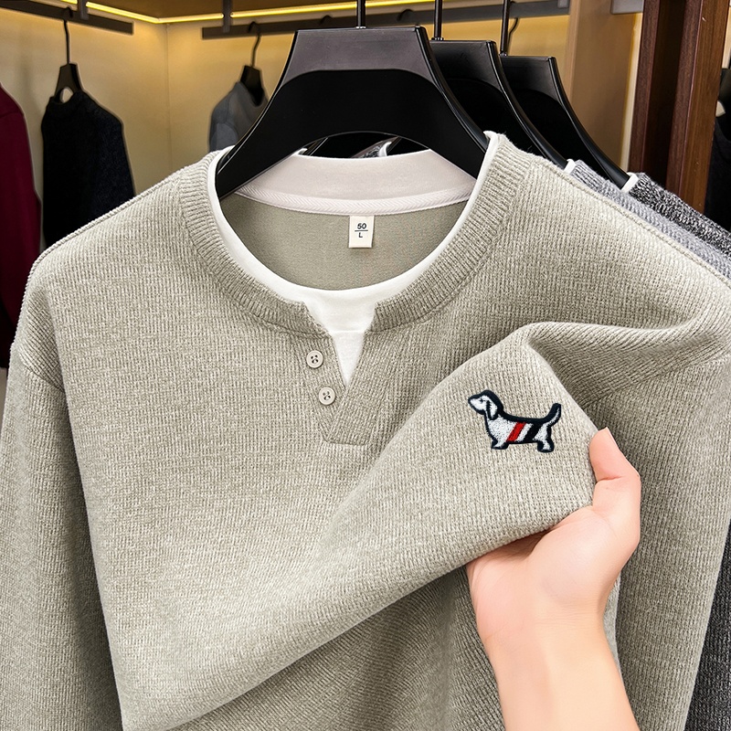 ファッショントレンド無地メンズフェイクツーピースTシャツ秋冬 - Men'S Fashion Color のレビューと価格
