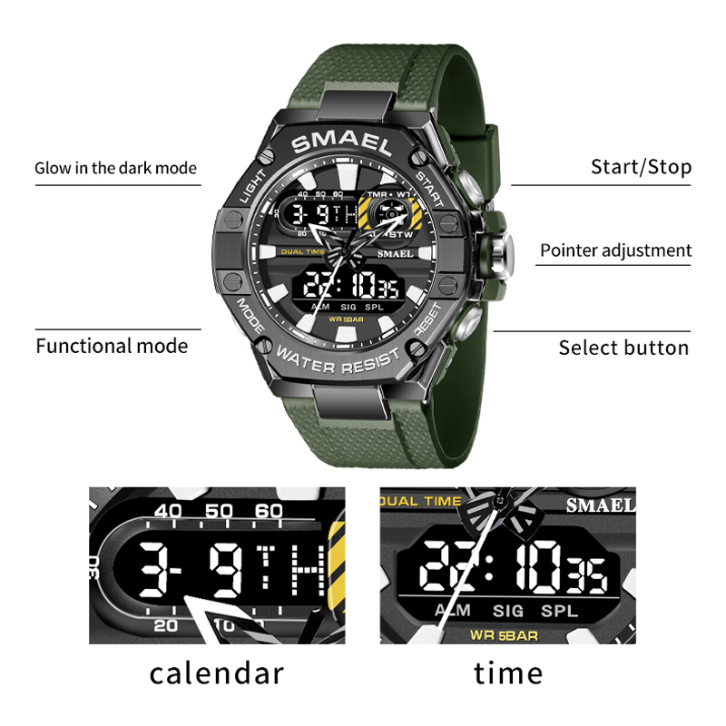 SMAEL スポーツウォッチ男性用デュアルタイム腕時計若い男 - Mens Fashion Young のレビューと価格