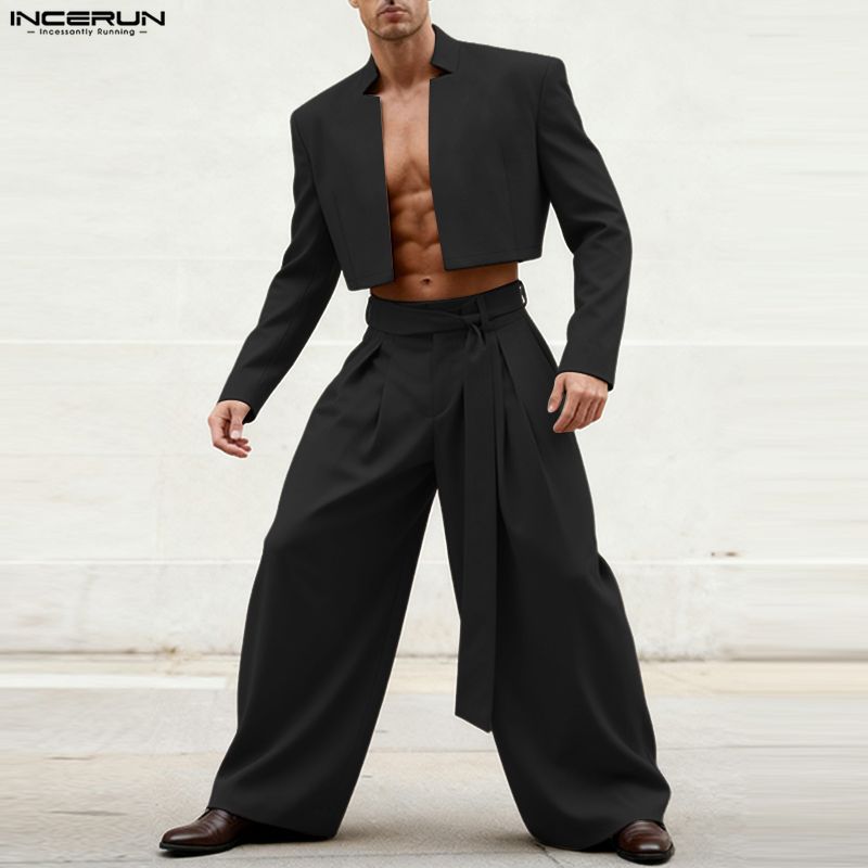INCERUN メンズ セットアップ 無地 長袖 オープンス - Mens Fashion Blazer のレビューと価格