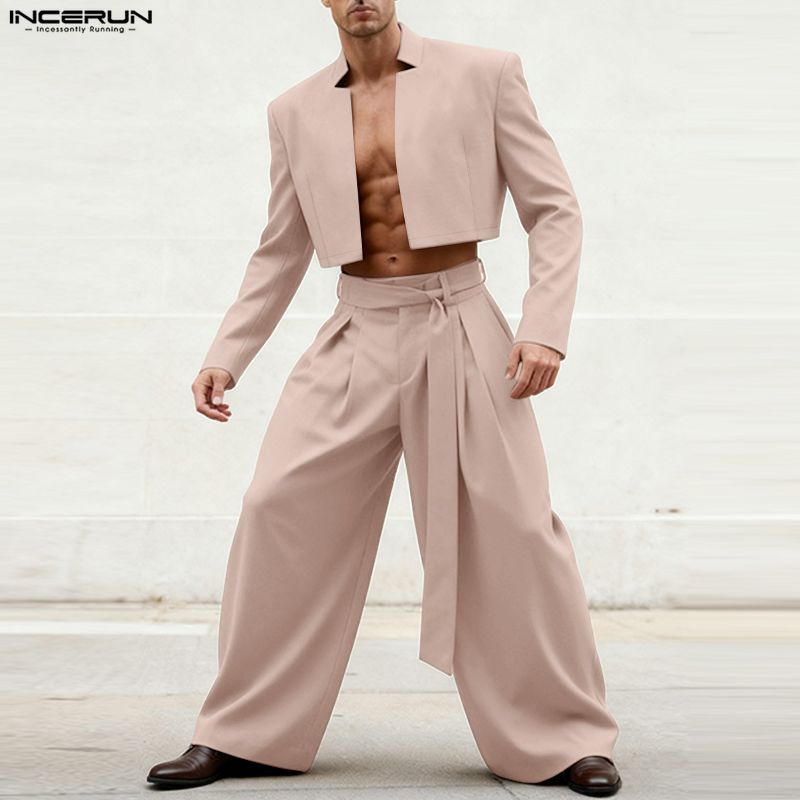 INCERUN メンズ セットアップ 無地 長袖 オープンス - Mens Fashion Blazer のレビューと価格