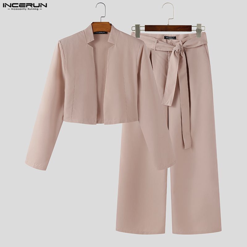 INCERUN メンズ セットアップ 無地 長袖 オープンス - Mens Fashion Blazer のレビューと価格