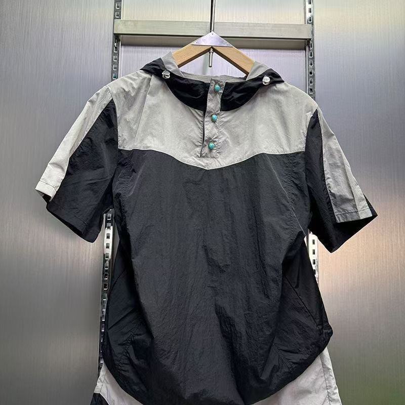 夏用速乾カジュアルスポーツフード付きショートパンツ半袖セット - Men'S Fashion Color のレビューと価格