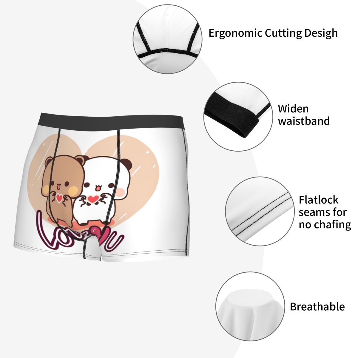 ファッションパンダとブラウニーボクサーショーツパンツ男性通気 - Men'S Fashion Underwear のレビューと価格