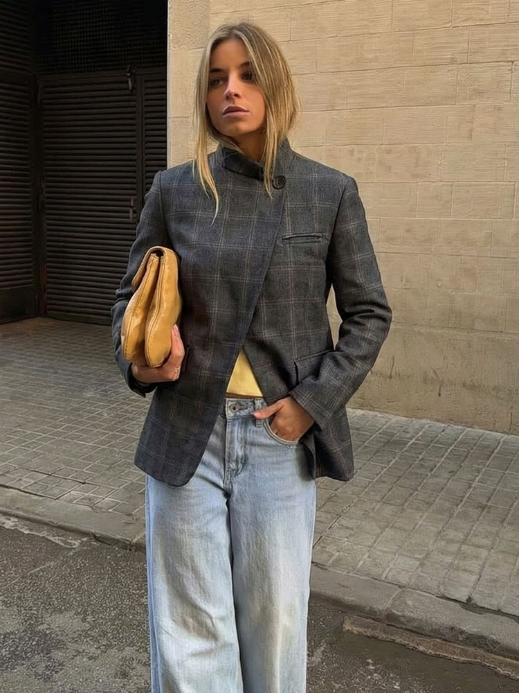 HH 2026 春ブレザー女性のためのファッションチェック柄 - Mens Fashion Blazer のレビューと価格