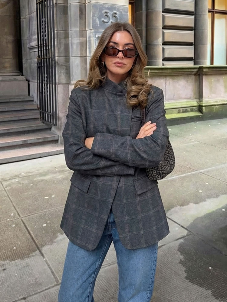 HH 2026 春ブレザー女性のためのファッションチェック柄 - Mens Fashion Blazer のレビューと価格