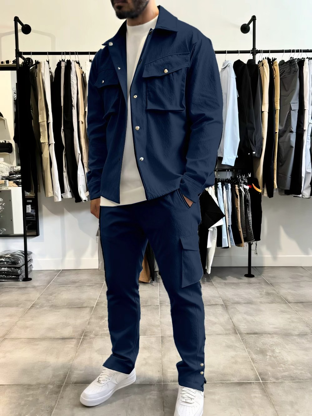 メンズファッションソリッドカラーワークウェア春秋新作長袖ジャ - Men'S Fashion Color のレビューと価格