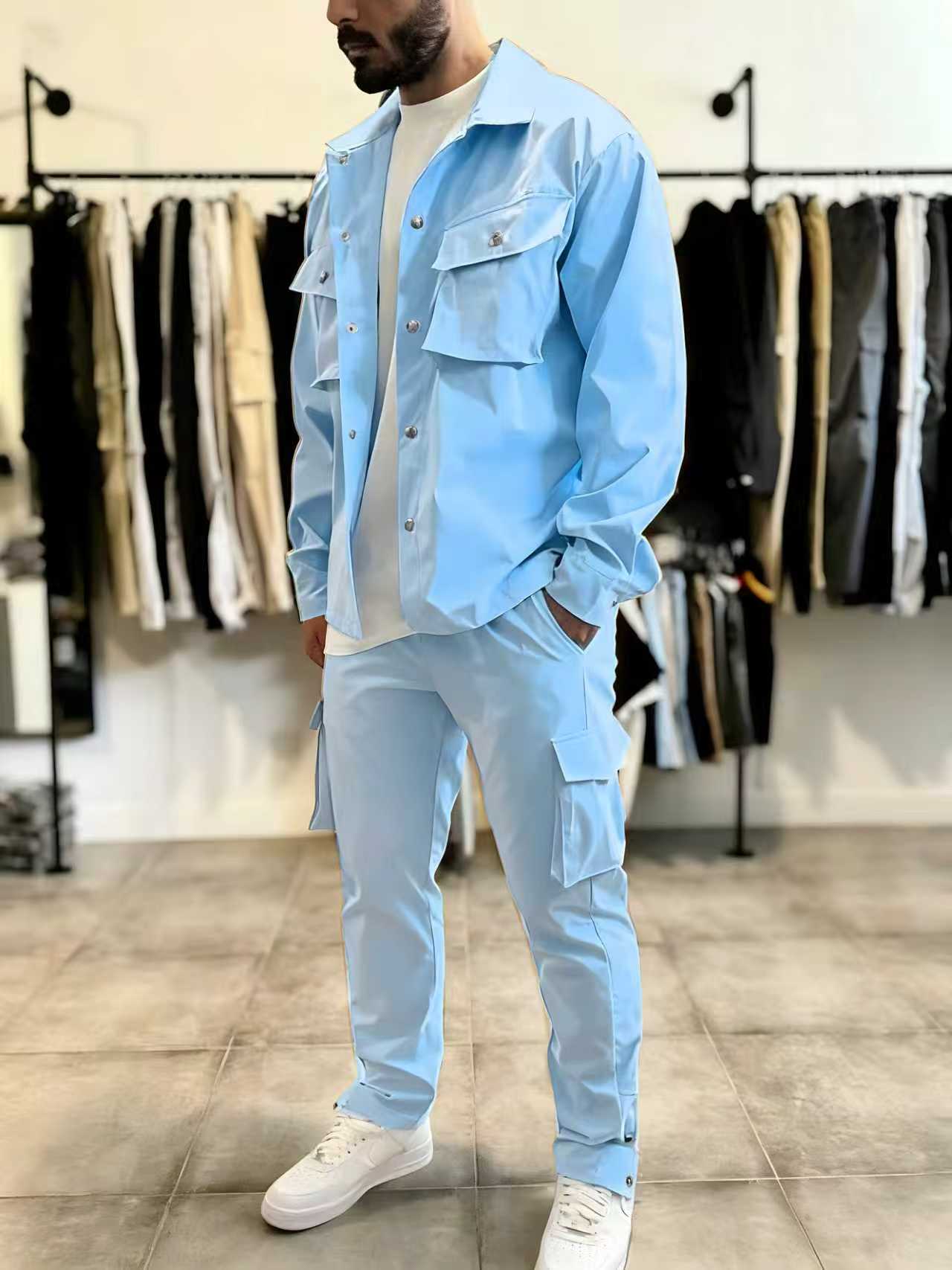 メンズファッションソリッドカラーワークウェア春秋新作長袖ジャ - Men'S Fashion Color のレビューと価格