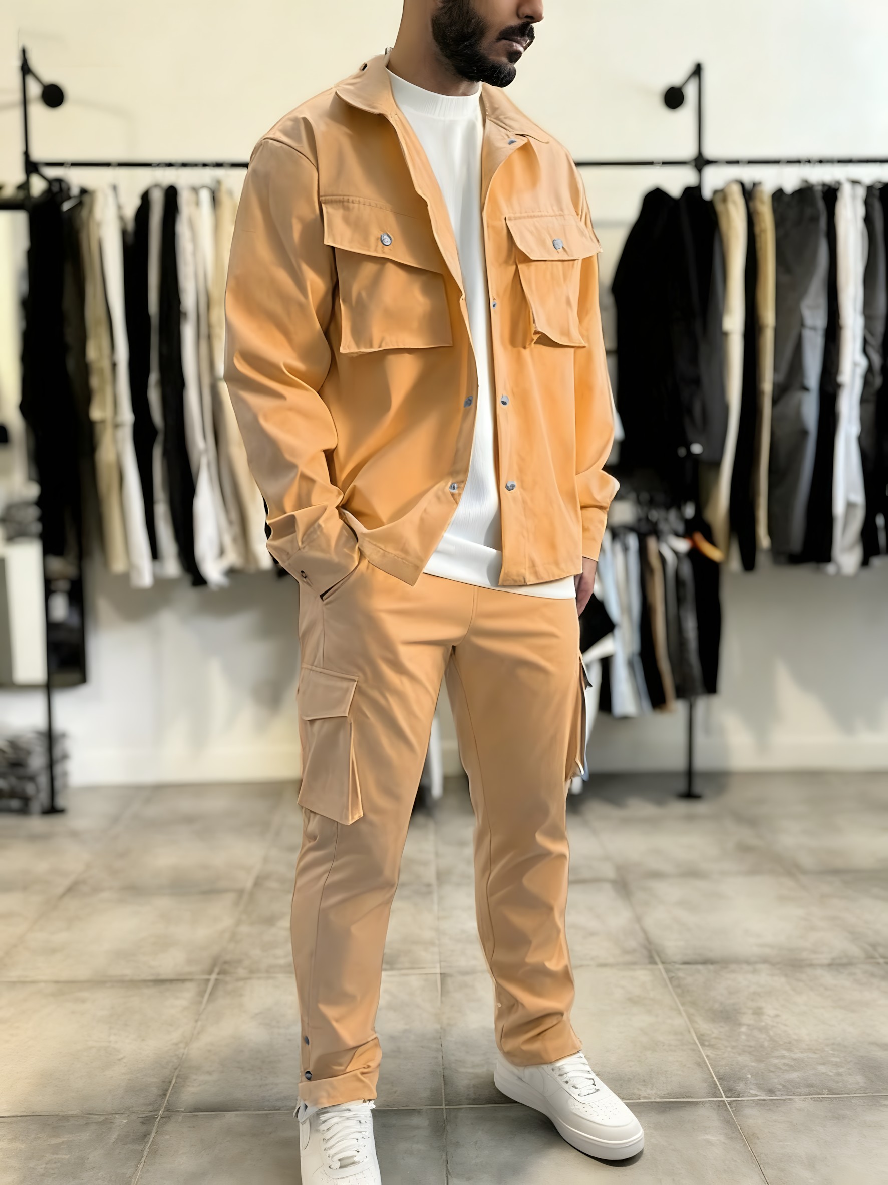 メンズファッションソリッドカラーワークウェア春秋新作長袖ジャ - Men'S Fashion Color のレビューと価格
