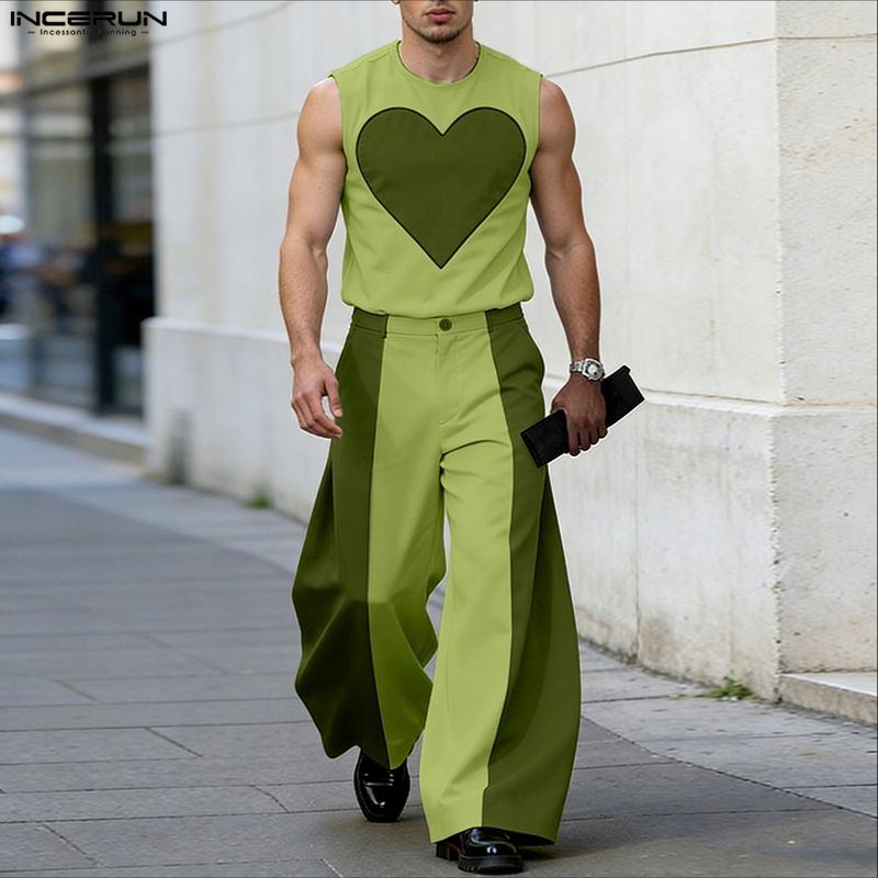 INCERUN メンズセット パッチワーク カラーブロック  - Men'S Fashion Color のレビューと価格