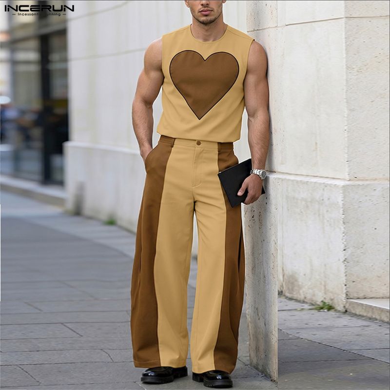 INCERUN メンズセット パッチワーク カラーブロック  - Men'S Fashion Color のレビューと価格