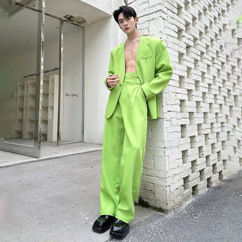 LUZHEN 2026 春の新無地ツーピースセットメンズファ - Mens Fashion Blazer のレビューと価格