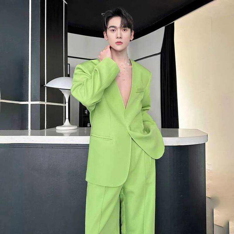 LUZHEN 2026 春の新無地ツーピースセットメンズファ - Mens Fashion Blazer のレビューと価格