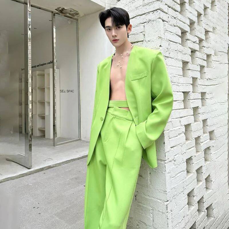 LUZHEN 2026 春の新無地ツーピースセットメンズファ - Mens Fashion Blazer のレビューと価格