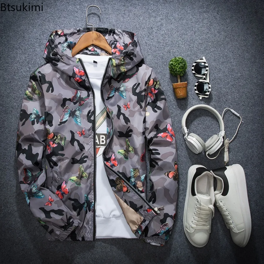 2026 春の新メンズ迷彩フード付きジャケットファッション蝶 - Mens Fashion Young のレビューと価格