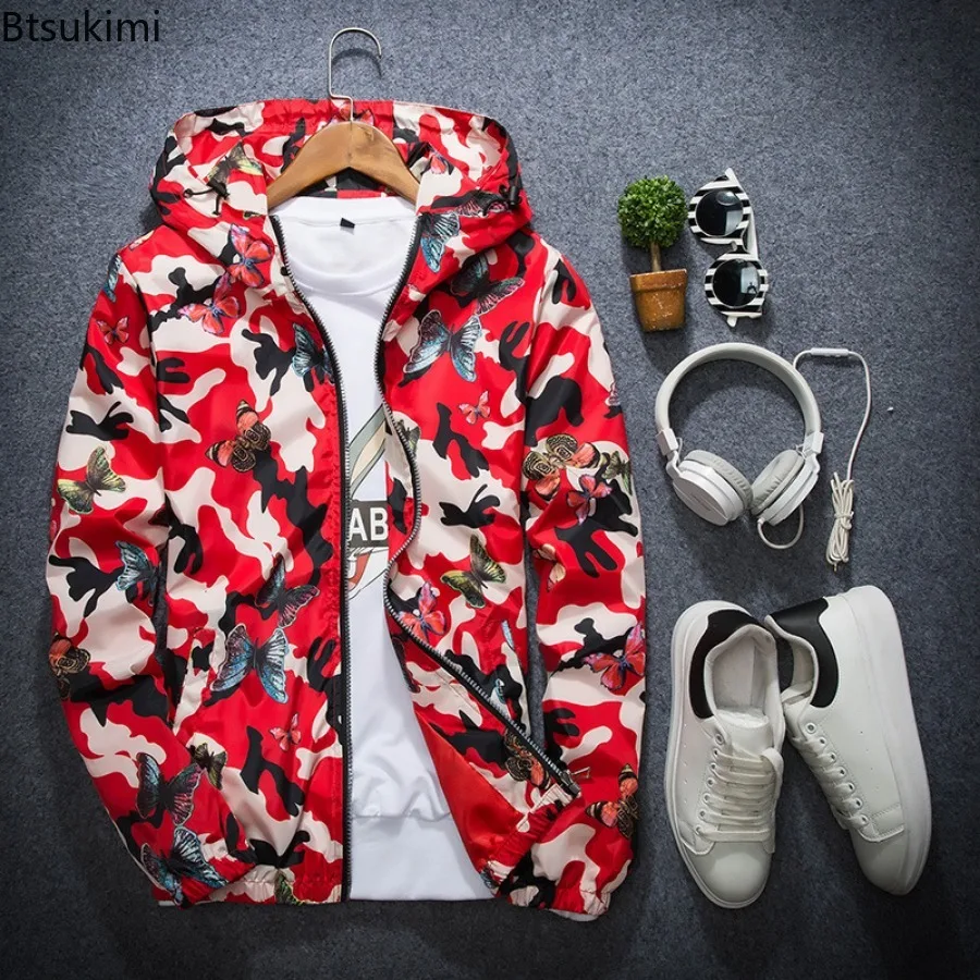 2026 春の新メンズ迷彩フード付きジャケットファッション蝶 - Mens Fashion Young のレビューと価格