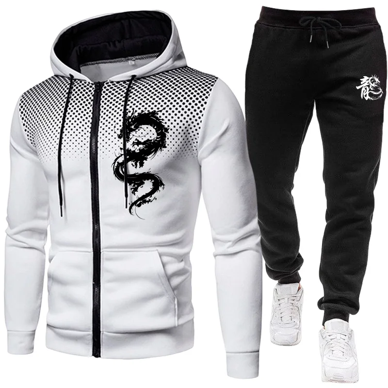 メンズパリドラゴン柄ファッションプリントセットアップ ツーピ - Men'S Fashion Hoodie のレビューと価格