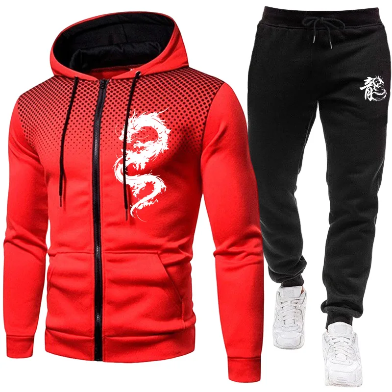 メンズパリドラゴン柄ファッションプリントセットアップ ツーピ - Men'S Fashion Hoodie のレビューと価格