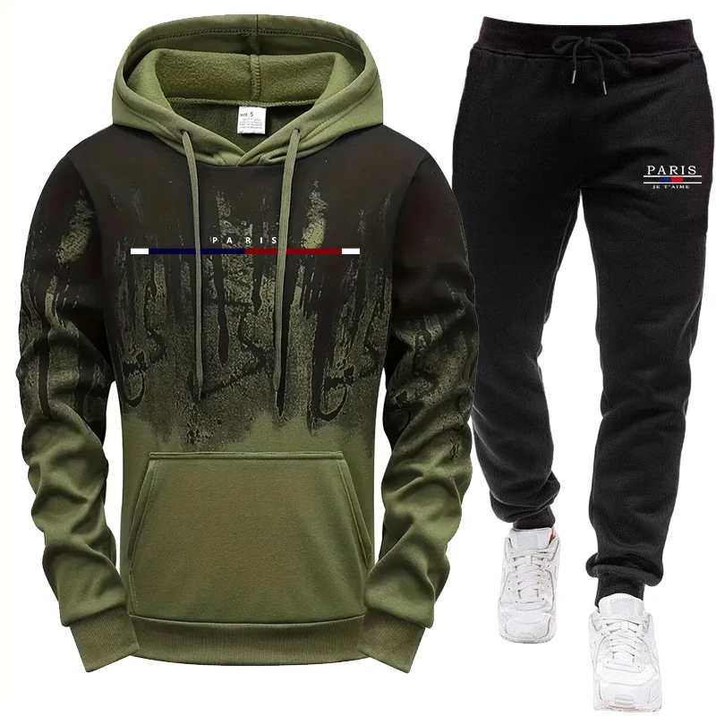 メンズセット/フーディー/パンツ 秋冬用 フード付きスウェッ - Men'S Fashion Hoodie のレビューと価格