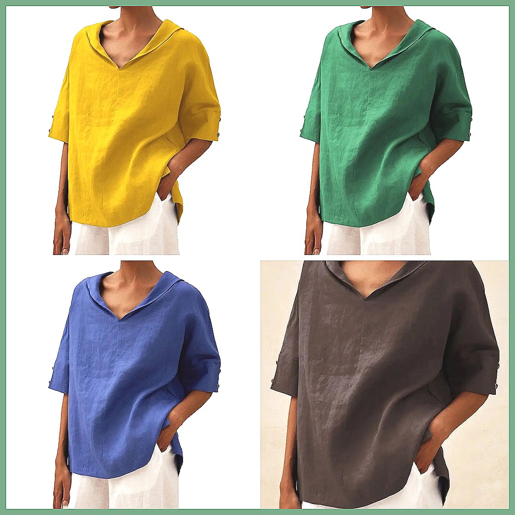 レディース ルーズ Vネック コットンリネンシャツ 2026 - Linen Shirt Summer のレビューと価格