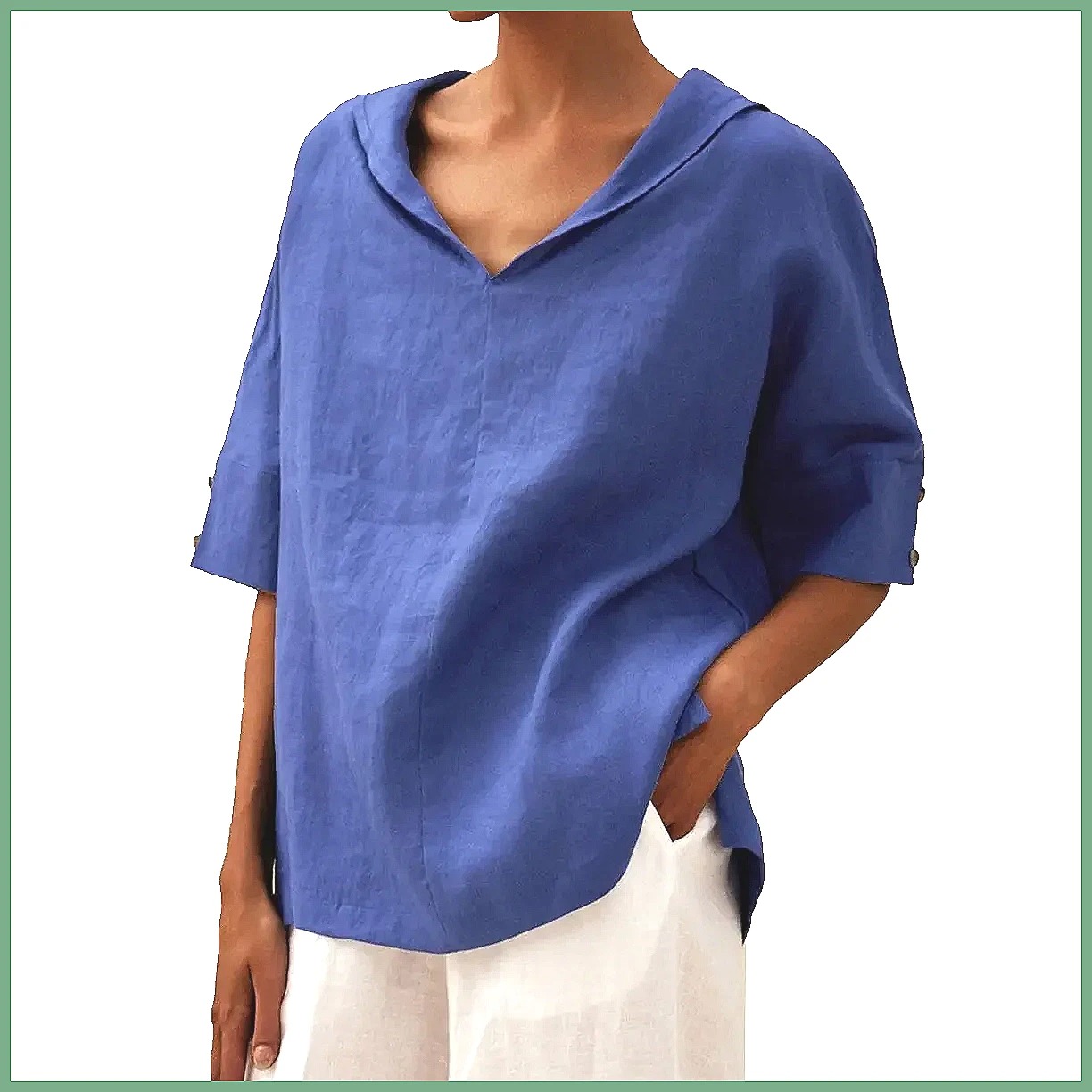 レディース ルーズ Vネック コットンリネンシャツ 2026 - Linen Shirt Summer のレビューと価格